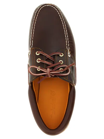Timberland Authentic Brown Loafers With Embossed Logo On The Side In Leather Man In Burgundy