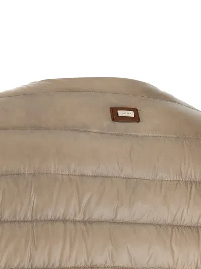 Herno Leather Strap Down Jacket In Neutral