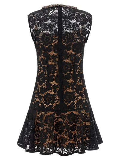 Self-portrait Lace Crystal Embellished Mini Dress In Black