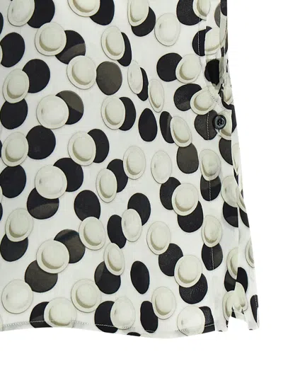 Fendi Cropped Top Dot Pattern Collared Sleeveless In Black