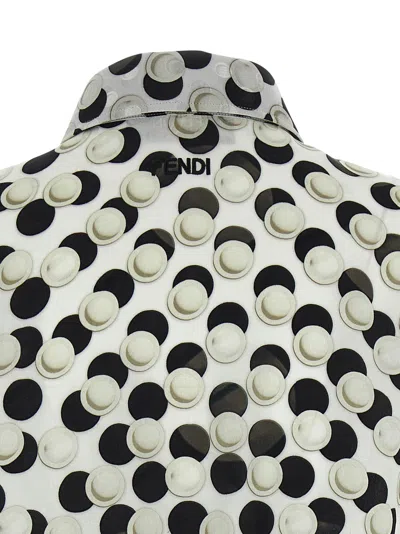 Fendi Cropped Top Dot Pattern Collared Sleeveless In Black