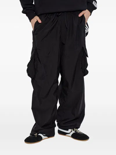 Y-3 Cargo Trousers Elasticated Cuffs Multiple Pockets Stripe In Black