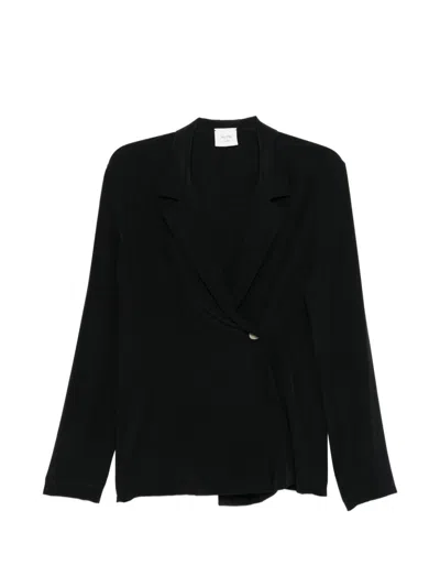 Alysi Silk Blazer Jacket Asymmetric Hem Notched Lapels In Multi