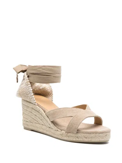 Castaã±er Bailey Cross-strap Beaded Espadrilles In Neutral
