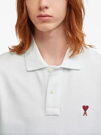 Ami Alexandre Mattiussi Ami Paris Men Cotton Polo Shirt With Iconic Embroidery In White