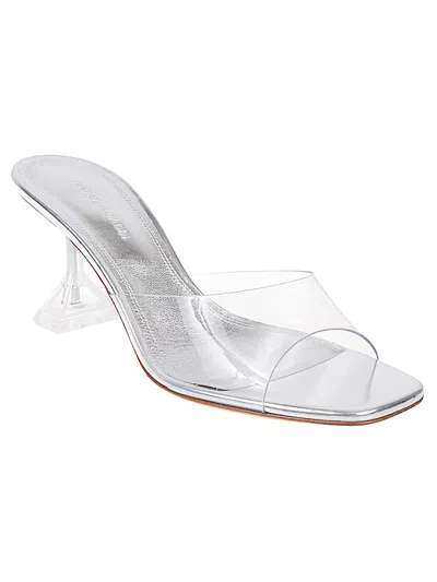 Amina Muaddi Women Lupita Glass Sandals In Gray