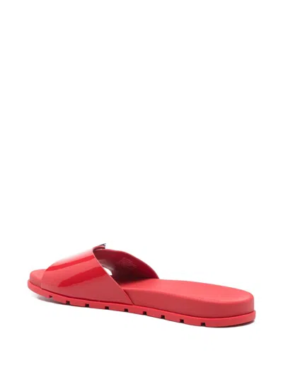 Tory Burch Buckle Slides Sandals Open Toe Flat Sole In Red