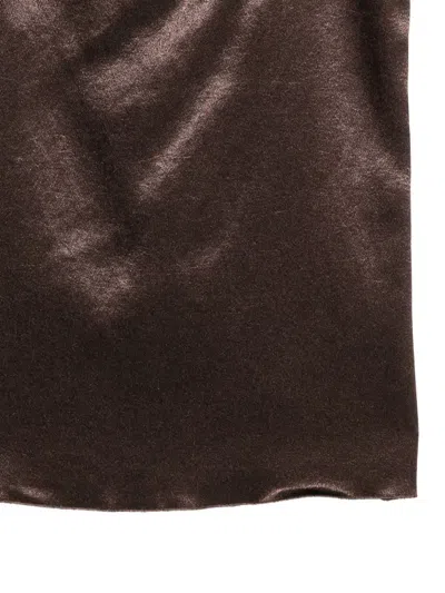 Alysi Brown Solid Scoop Neck Top In Brown