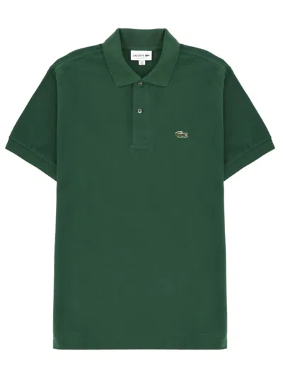 Lacoste Stretch Pique Short-sleeve Slim Fit Polo Shirt In Green