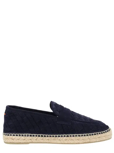 Castaã±er Java Blue Espadrillas With Contrasting Stitching And Pull-tab At The Heel In Suede Man In Multi