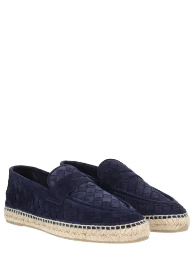 Castaã±er Java Blue Espadrillas With Contrasting Stitching And Pull-tab At The Heel In Suede Man In Multi
