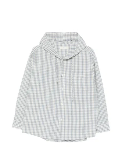 Dunst Hooded Checked-pattern Shirt In Blue