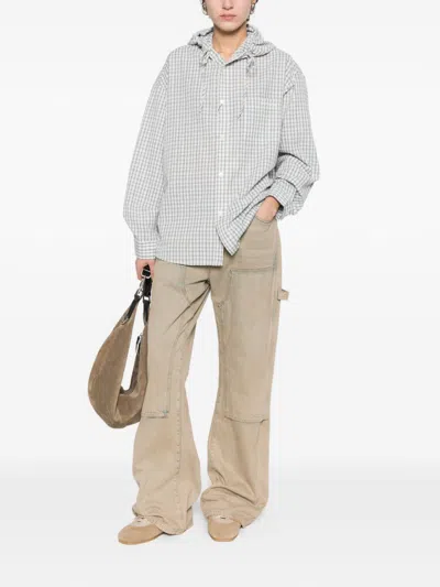 Dunst Hooded Checked-pattern Shirt In Blue