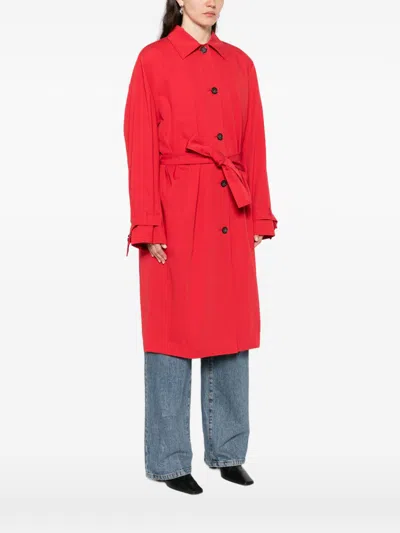 Totême Womens Poppy Light Spring Belted Cotton-poplin Trench Coat In Red
