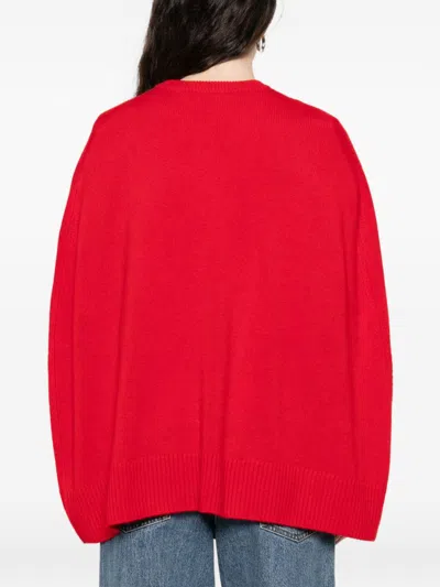 Totême Cashmere Crew Neck Knit Jumper Long Sleeves In Red