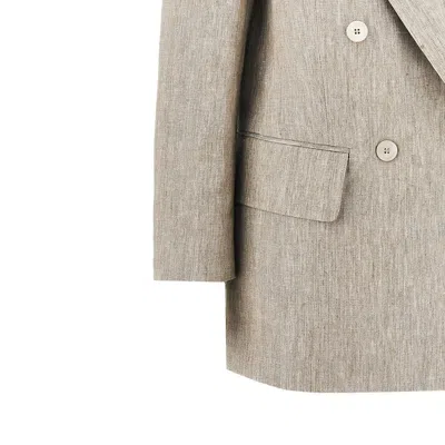 Max Mara Chic Mottled Linen Twill Blazer - Straight Fit With Peak-lapel Collar In Multi
