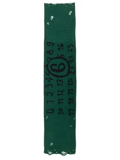 Mm6 Maison Margiela Wool Scarf Numeric Pattern In Green