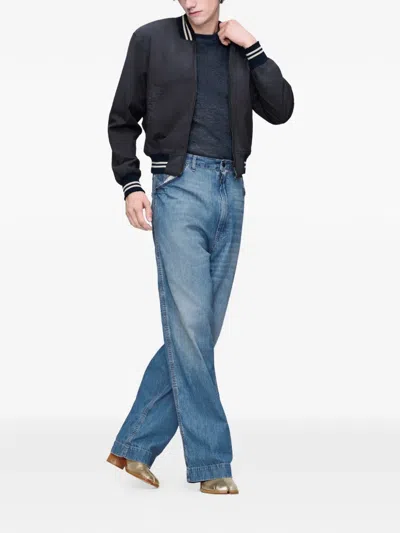 Maison Margiela Varsity Bomber Jacket In Gray