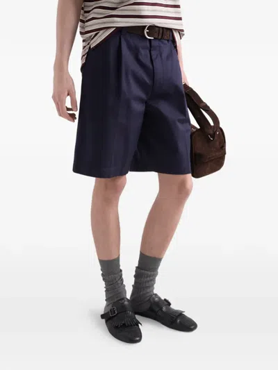 Prada Cotton Bermudas In Blue