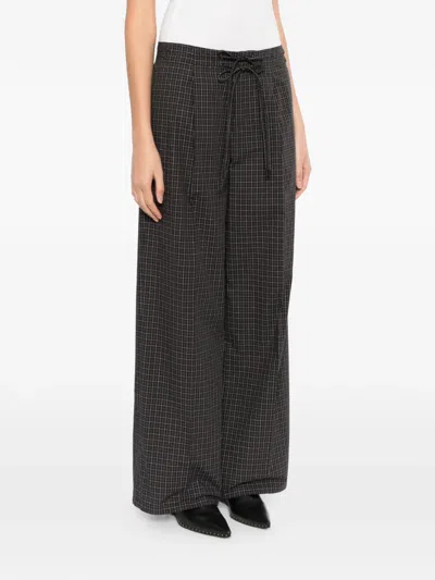 Less Checked Drawstring Trousers In Black