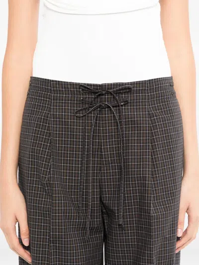 Less Checked Drawstring Trousers In Black