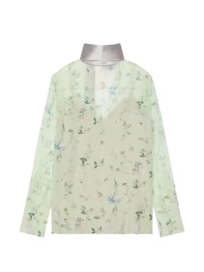 Givenchy Floral Pussy-bow Blouse In Multi