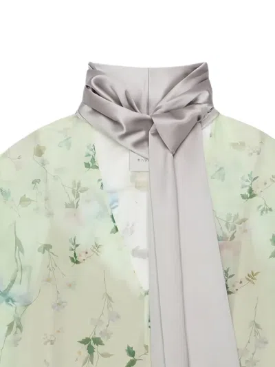 Givenchy Floral Pussy-bow Blouse In Multi