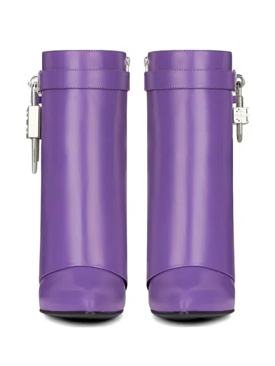 Givenchy Shark Lock Ankle Boots In Purple