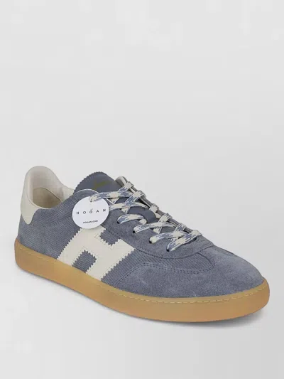 Hogan Navy Suede Leather H Sneakers In Black