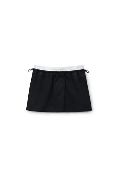 Alexander Wang Mid Rise Mini Logo Elastic Skirt In Black