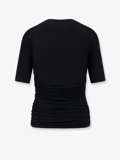 Alaïa Alaia Viscose Elastane Pleats T-shirt In Black