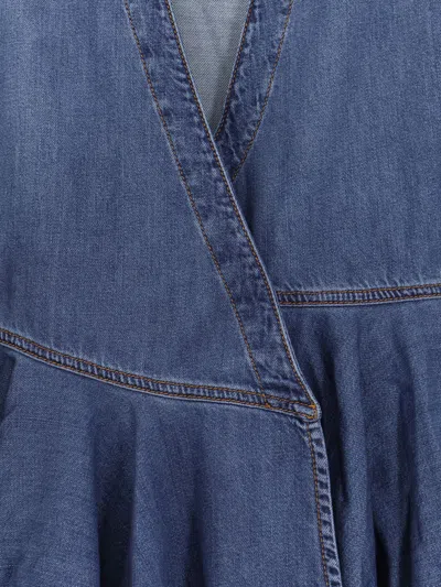 Alaïa Alaia Deep Stone Denim Wrap Dress In Blue