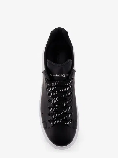 Alexander Mcqueen Black Low Top Sneakers With Logo Lettering On The Tongue In Leather Man