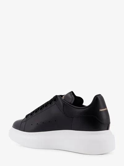 Alexander Mcqueen Black Low Top Sneakers With Logo Lettering On Tongue And Heel In Leather Woman In Multi