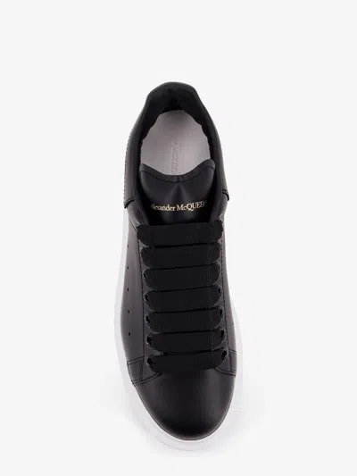 Alexander Mcqueen Black Low Top Sneakers With Logo Lettering On Tongue And Heel In Leather Woman In Multi
