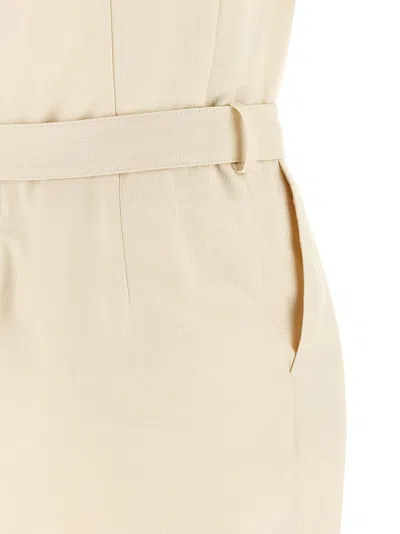 Pinko Amadine Dress Belted Waist Sleeveless V Neckline In Multi