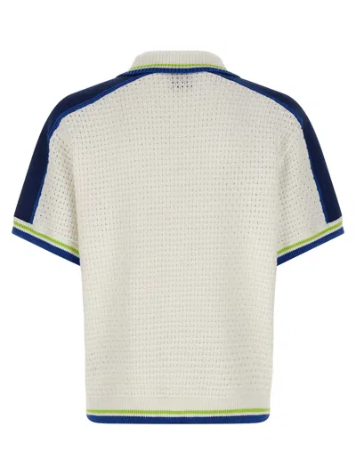 Casablanca Contrasting Trims Chest Pocket Logo-embroidered Short-sleeve Button-up Shirt In White