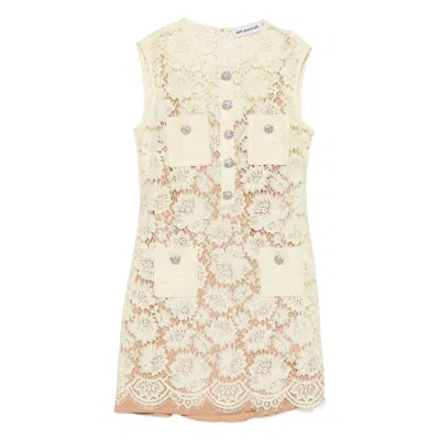Self-portrait Self Portrait Short Dress With Embellishment In Yellow