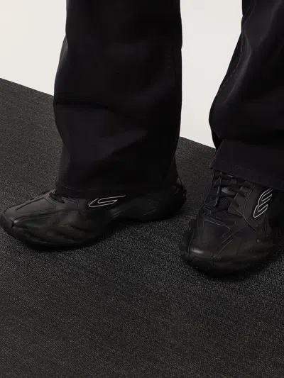 Balenciaga Monday Black Low Top Sneakers With Logo Detail And Embossed Size On The Rear In Leather And Fabric M In Black