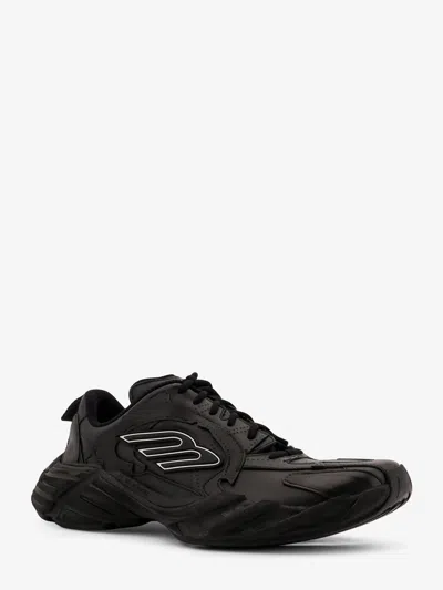 Balenciaga Monday Black Low Top Sneakers With Logo Detail And Embossed Size On The Rear In Leather And Fabric M In Black