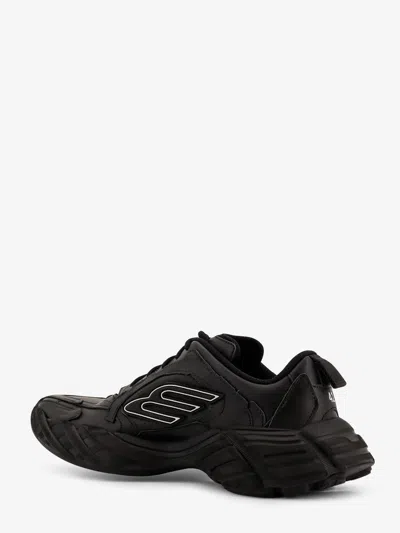 Balenciaga Monday Black Low Top Sneakers With Logo Detail And Embossed Size On The Rear In Leather And Fabric M In Black