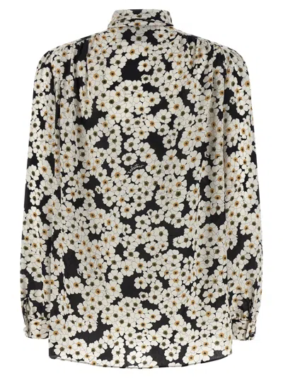 Valentino Apres Lhivier Floral Pleated Neck Shirt In Multi