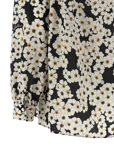 Valentino Apres Lhivier Floral Pleated Neck Shirt In Multi