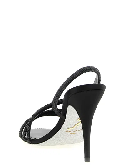 René Caovilla Erin Sandals Open Toe Textured Straps In Black