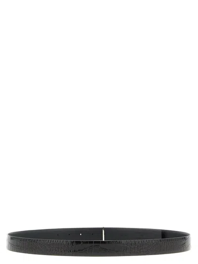 Tom Ford Reversible Python-print Buckle Belt In Black