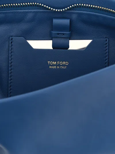 Tom Ford Rectangular Clutch Bag Circular Bangle Handle In Blue