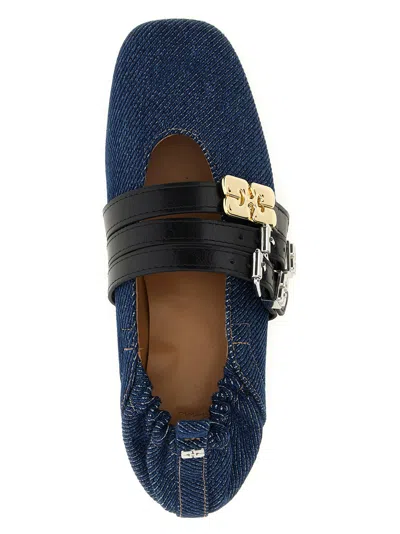Ganni Sue Denim Ballerina Flats Dark Blue Vintage