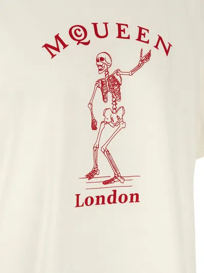Alexander Mcqueen Skull Graphic Crew Neck Cotton T Shirt In White