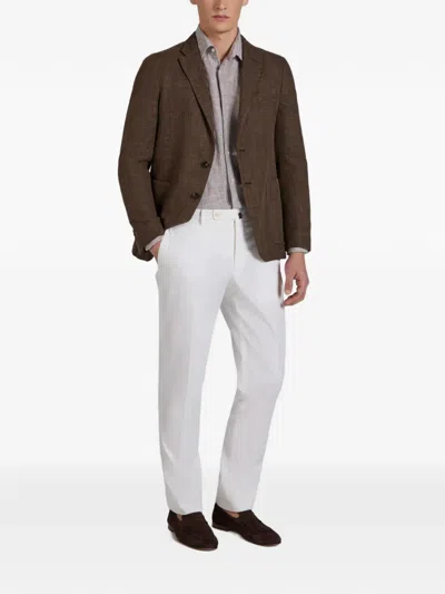 Incotex Mélange-effect Blazer In Brown