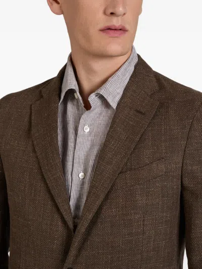 Incotex Mélange-effect Blazer In Brown